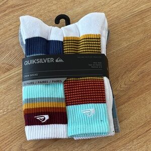NWT Quiksilver Men's Striped Crew Socks - 5 Pack